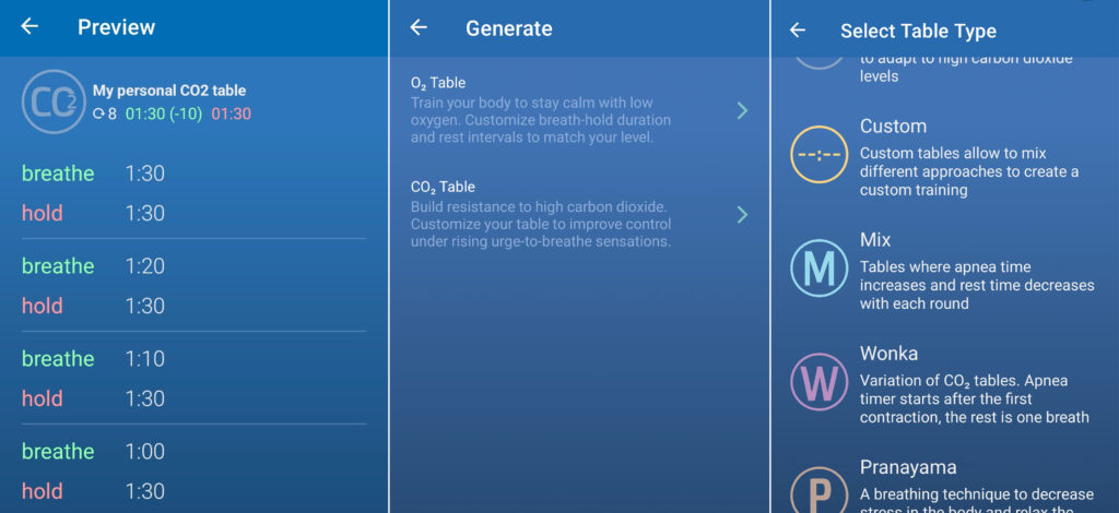 static training tables generate create